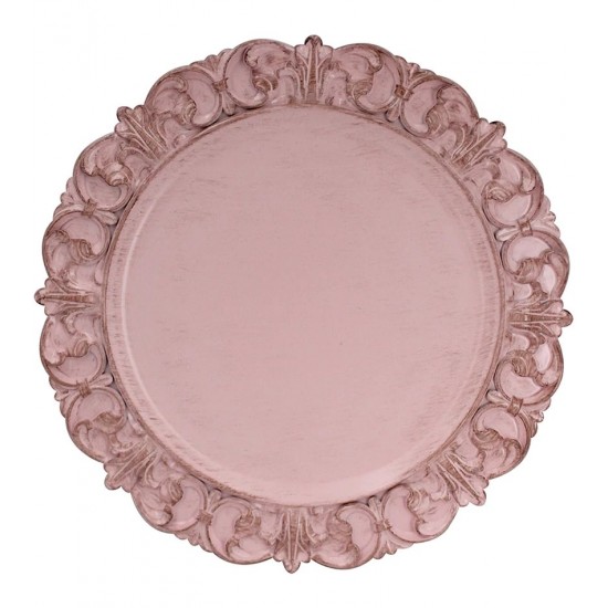 Sousplat 35cm Arabesco Em Plástico Rosa